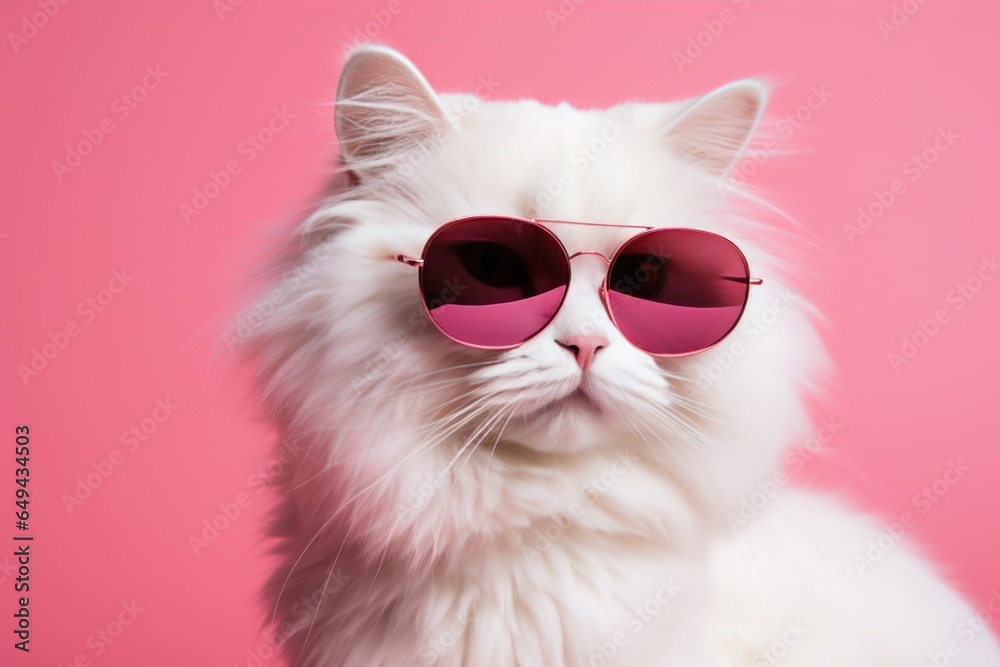 Cool cat in sunglasses on vivid background