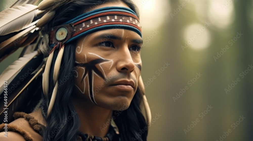 Portrait of a native American, Tribe.