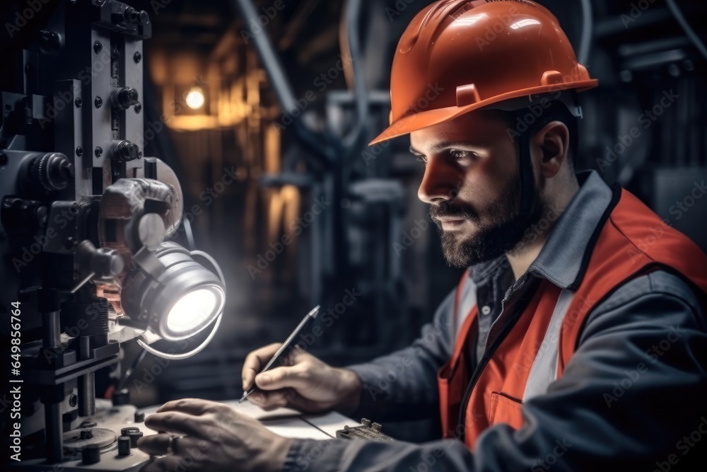 Engineer working at industry factory.