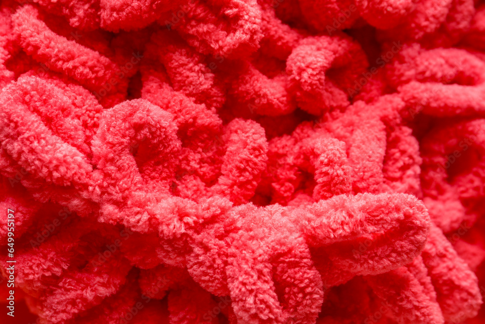 Closeup view of coral knitted cloth