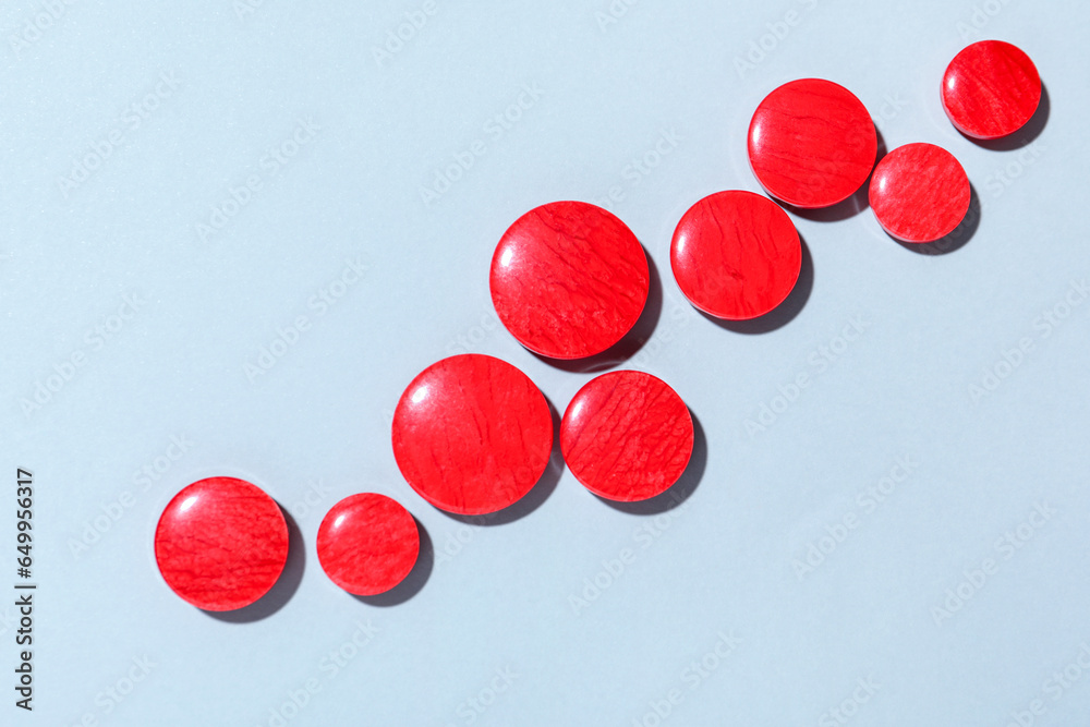 Coral buttons on blue background