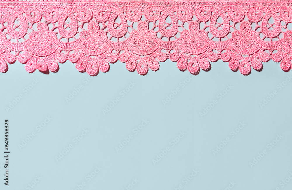 Beautiful coral lace on blue background