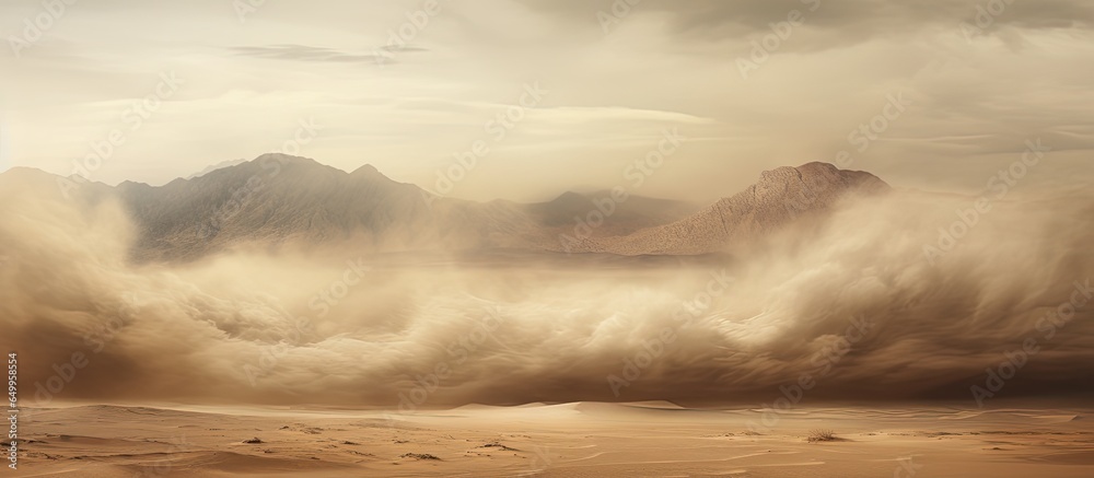 Artistic depiction of an intense desert sandstorm