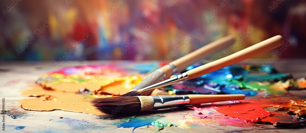 Art therapy a comforting and destressing hobby that involves using brushes on a painting palette