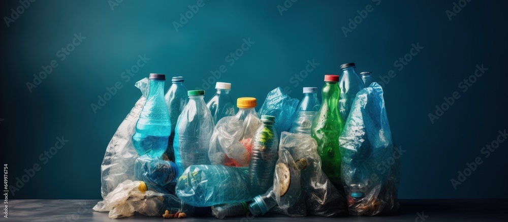 Plastic containers and bags causing pollution