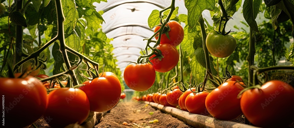 Scenic sight from within a tomato greenhouse