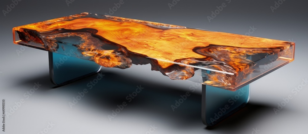 Wood and epoxy resin used to create a table