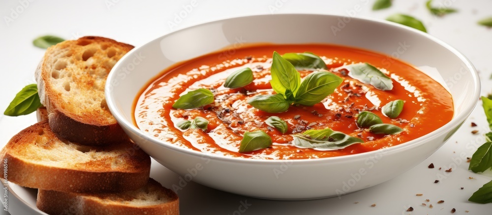 Vegan white soup with tomato