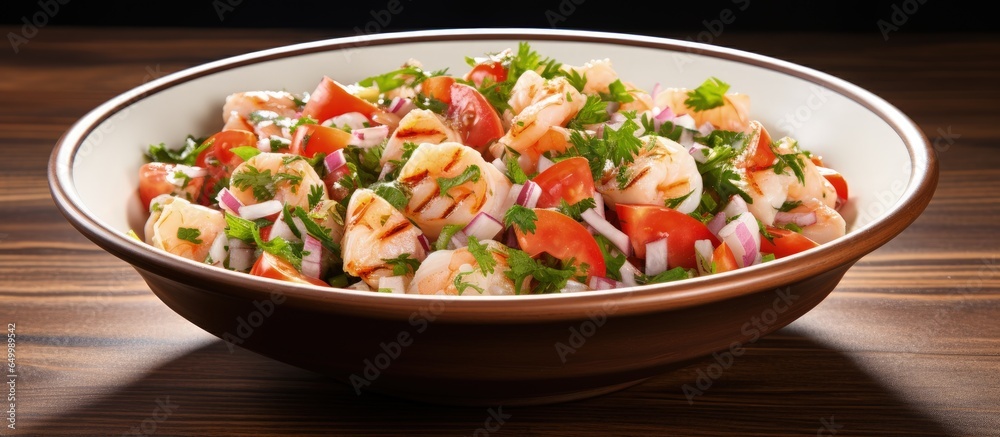 Peruvian dish of ceviche made with seafood