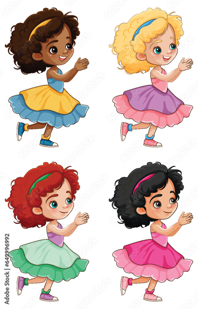 Set of Kids of Different Races