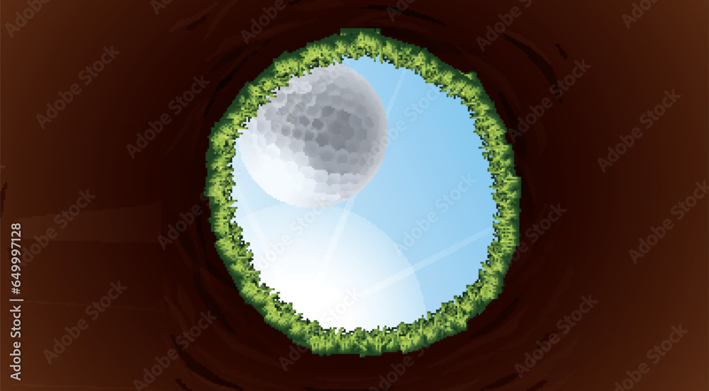 Golf Balls Skyward View Through the Hole