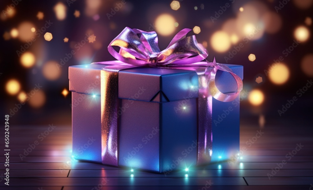 Violet Holiday Background with gift box