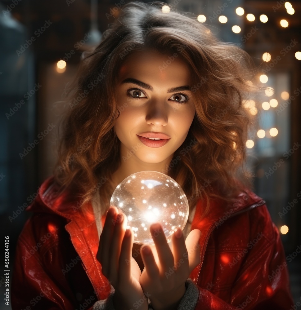 Beautiful girl with sparkling lights