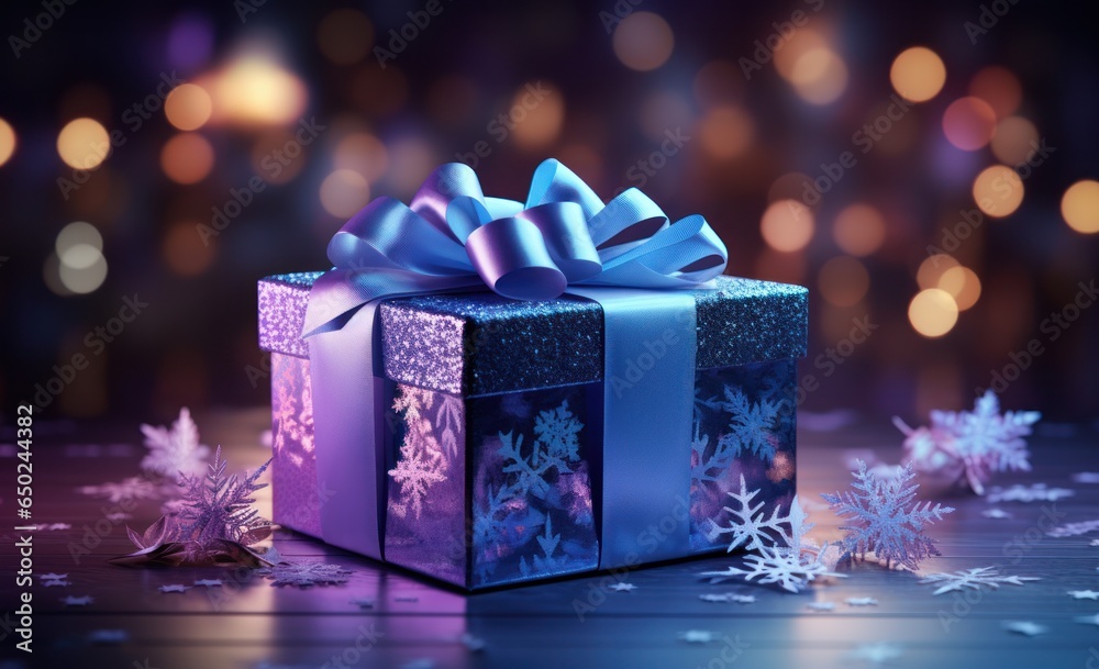 Violet Holiday Background with gift box