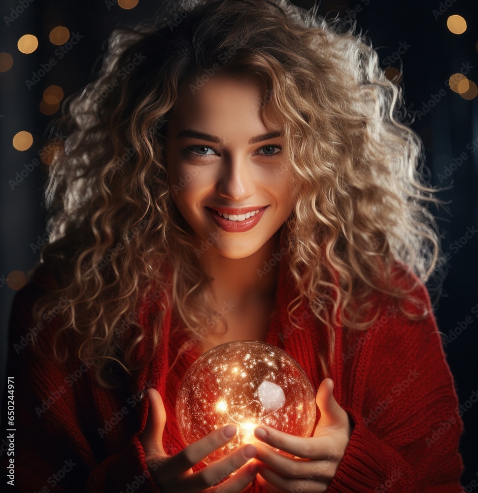 Beautiful girl with sparkling lights