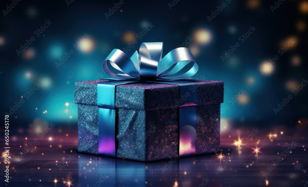 Violet Holiday Background with gift box