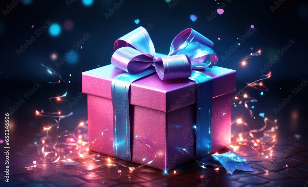 Violet Holiday Background with gift box