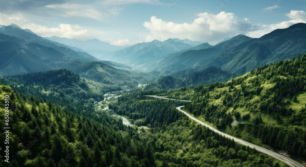 Aerial view of a mountain road