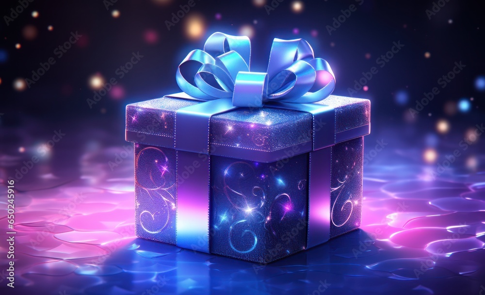 Violet Holiday Background with gift box