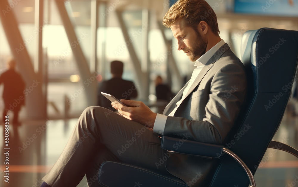 Businessman in airport terminal