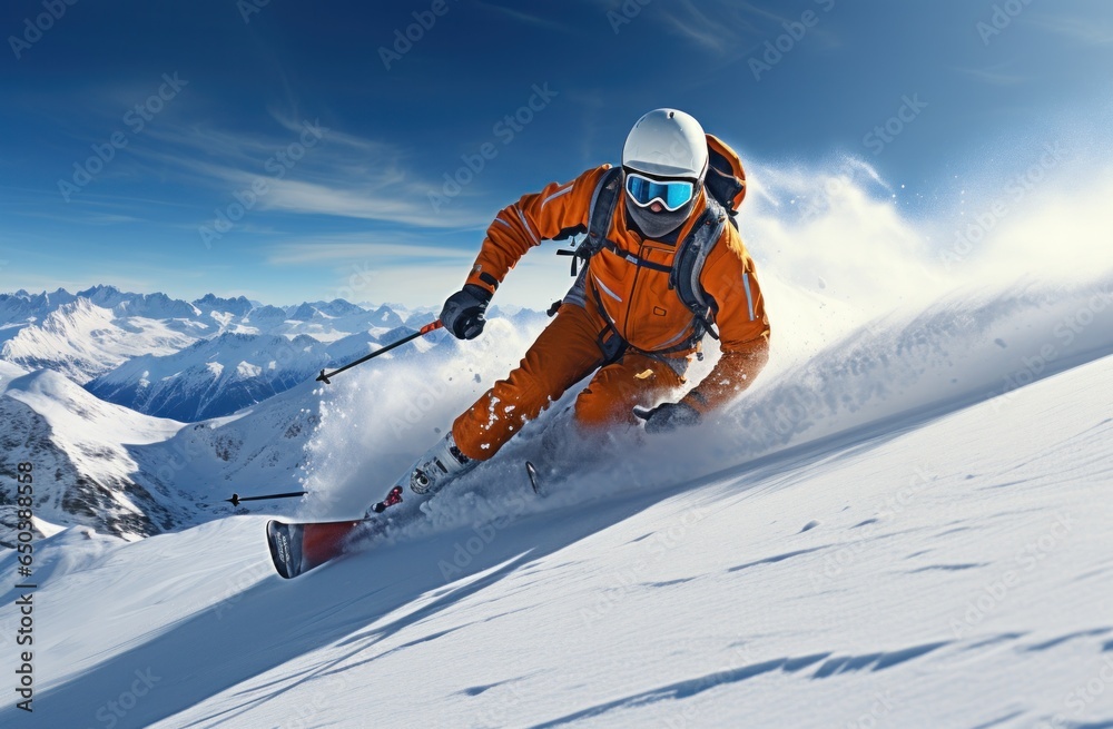 Skier on snow and sun