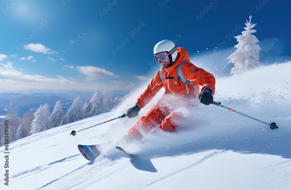 Skier on snow and sun