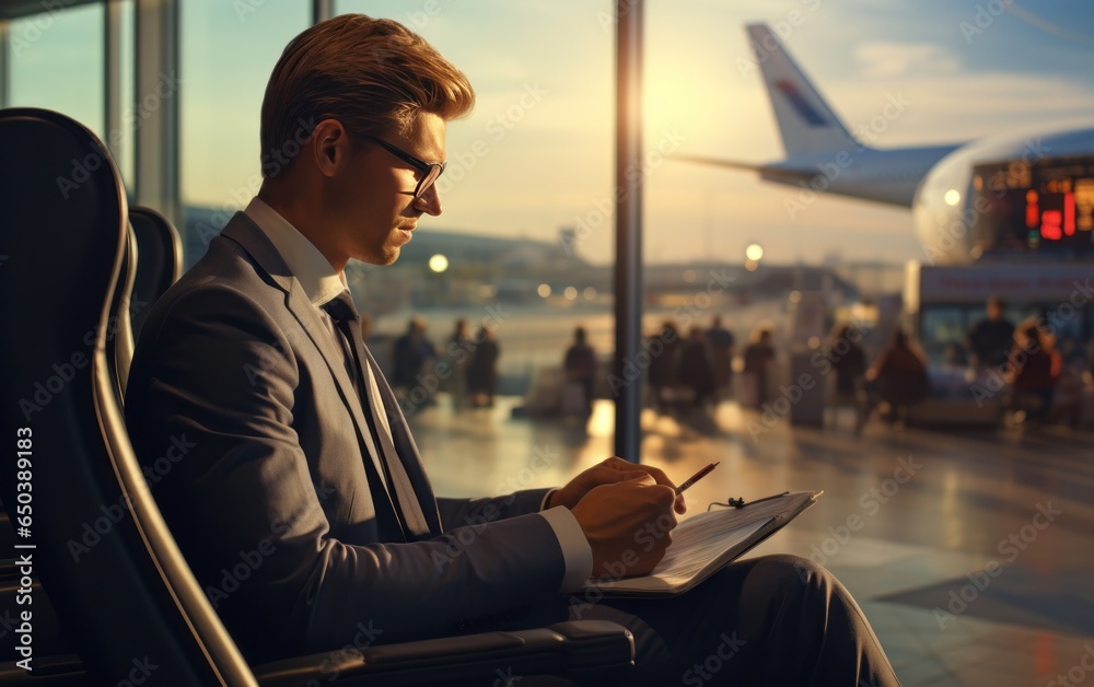 Businessman in airport terminal