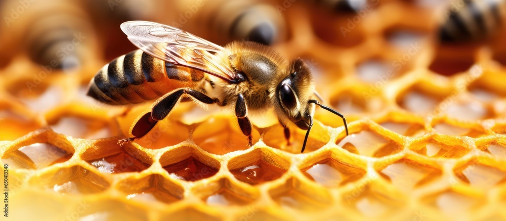 Apis mellifera queen with worker bees life of the colony