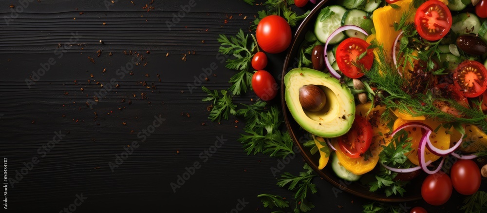 Vegetable salad Overhead view Promoting healthy food