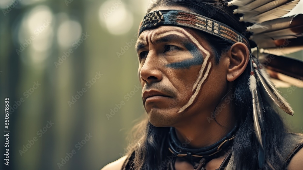 Portrait of a native American, Tribe.