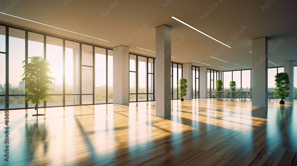 Empty office open space interior of Business conference company for background. Generative Ai