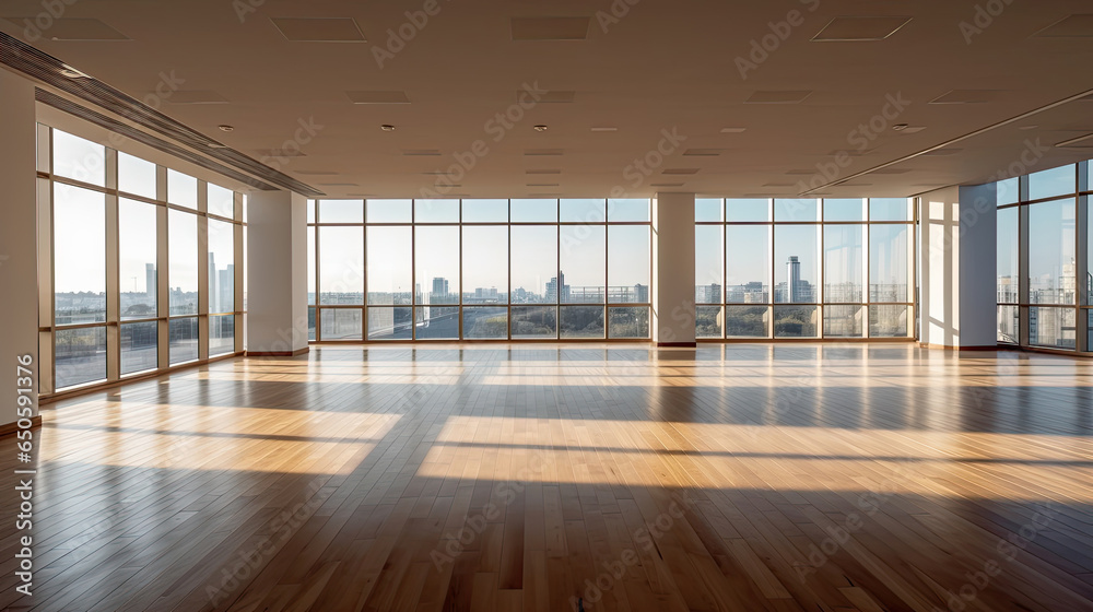 Empty office open space interior of Business conference company for background. Generative Ai