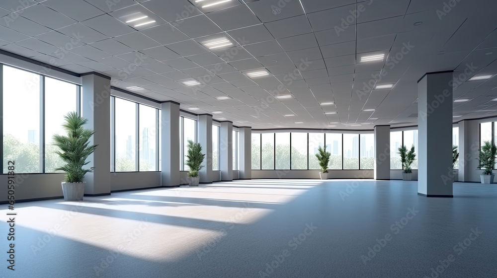 Empty office open space interior of Business conference company for background. Generative Ai