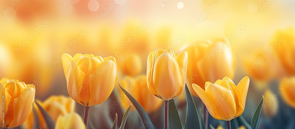 Stunning tulips bloom on a magical pastel backdrop creating an elegant gift idea for Mother s or Woman s Day Spring concept with space for text