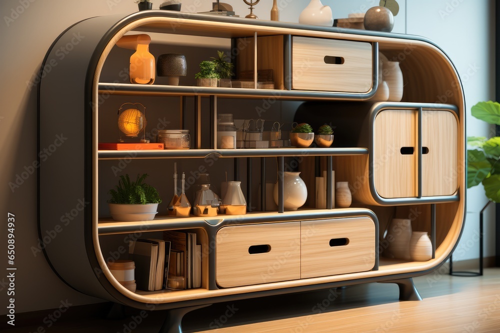 Fashionable and high-tech storage cabinet.