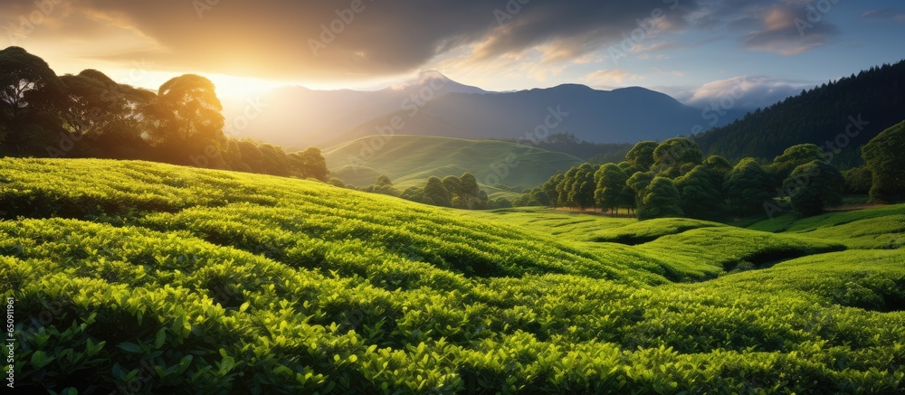 Sunny day in the tea garden