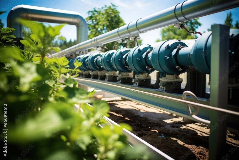 A closeup shot highlights the plants wastewater treatment facility, where advanced filtration systems and biological units work in tandem to purify and reuse water used during the fuel production