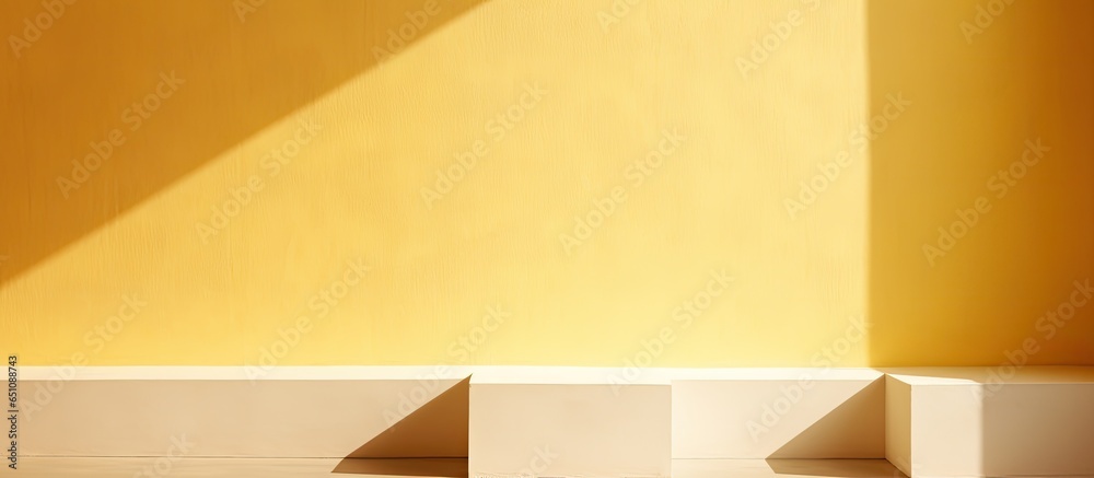 Geometric shadows on a sunny yellow wall