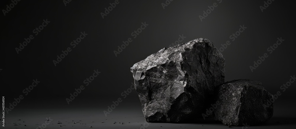 Background of black cube stone mineral