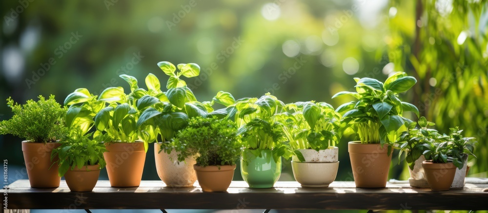 Balcony with potted plants urban garden at home