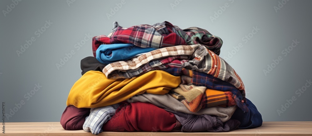 Clothing stacked on table