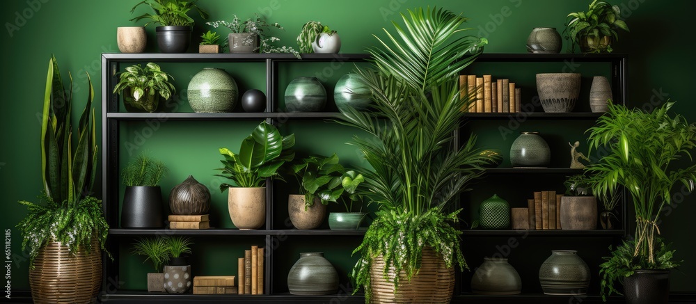 Indoor plants in a chic home setting creating a home garden with cozy green decor