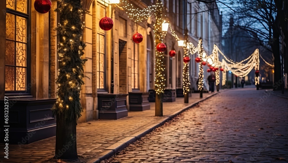 Christmas lights on the streets of the old city