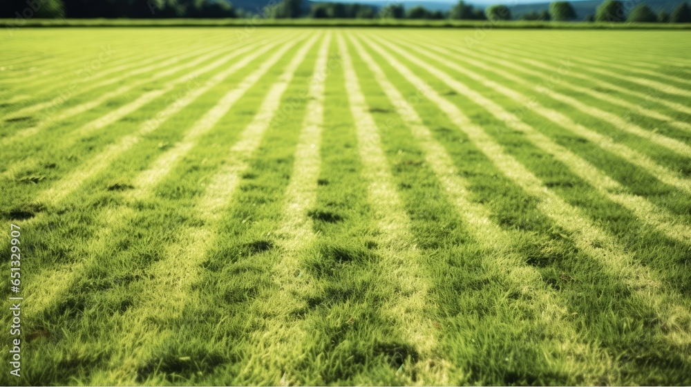 Green field at football stadium.