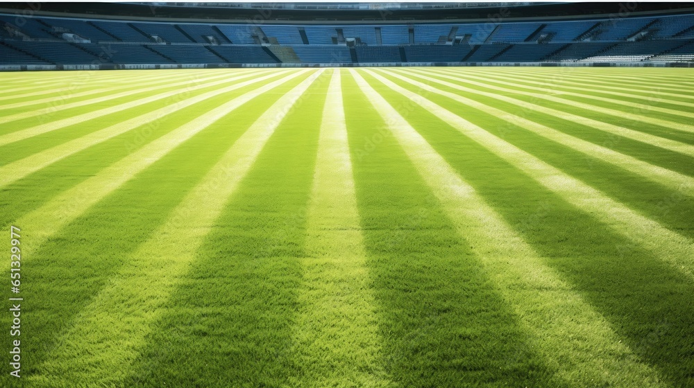 Green field at football stadium.