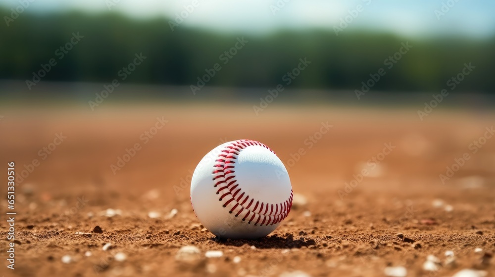 Baseball ball on red track rubber