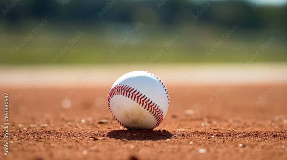 Baseball ball on red track rubber