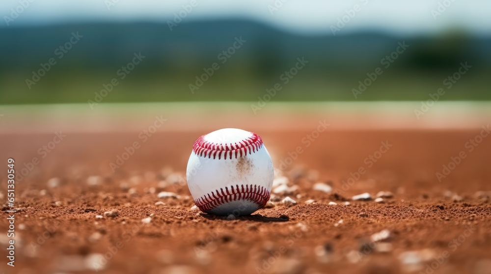 Baseball ball on red track rubber