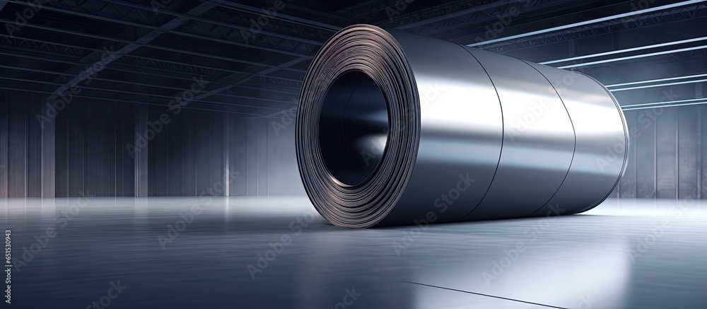 Steel sheet being rolled in factory shown in 