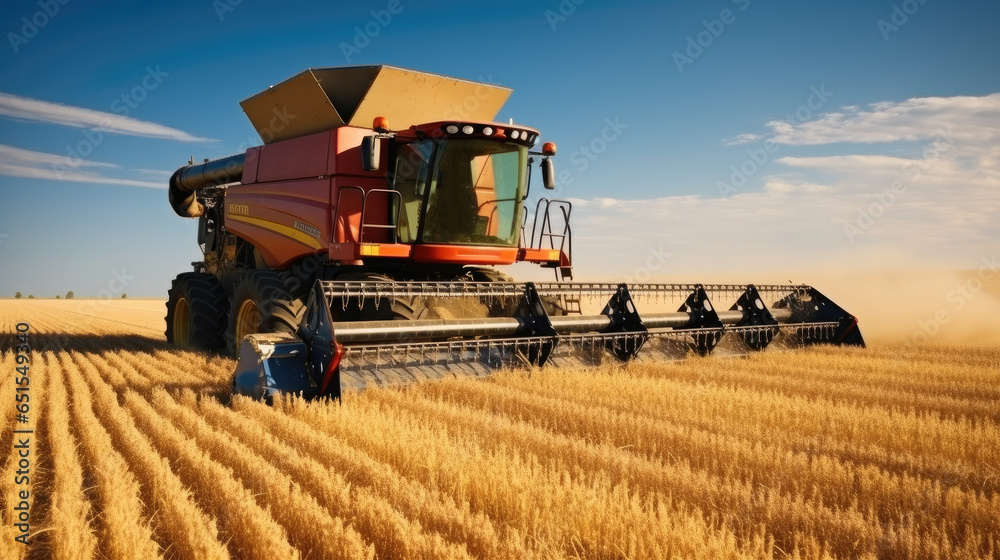 Combine harvesters reaping ripe wheat.